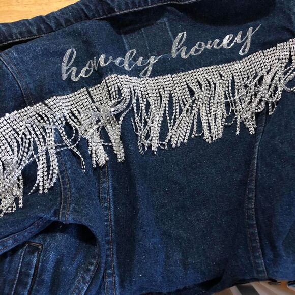 Handmade Denim Jacket with Silver Tassels – Unique, Stylish, and One-of-a-Kind. - Picture 1 of 2